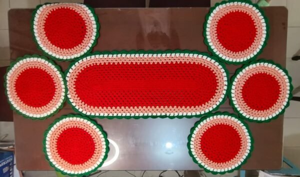 Water Melon Table Runner with 6 Placement (Red)