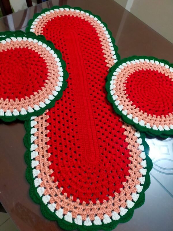 Crochet Water Melon Themed Table Runner